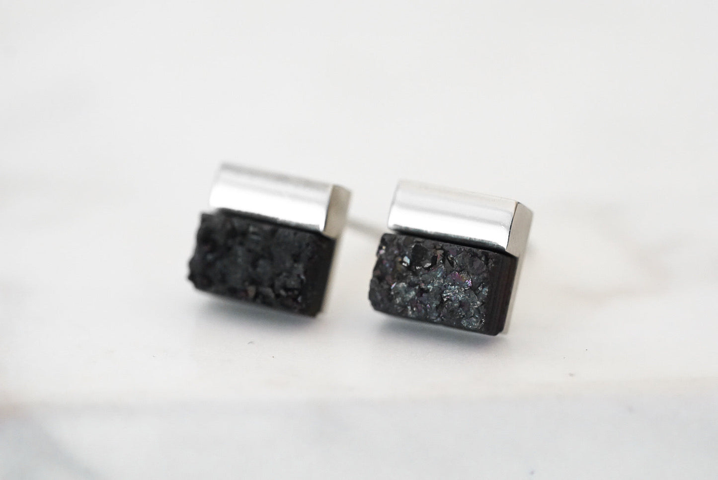 Gracie Collection - Silver Raven Quartz Stud Earrings