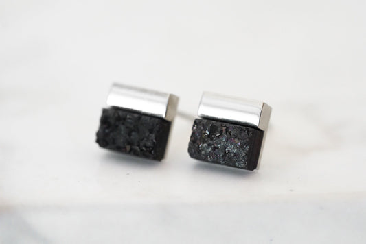 Gracie Collection - Silver Raven Quartz Stud Earrings