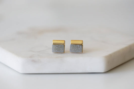 Gracie Collection - Stormy Quartz Stud Earrings
