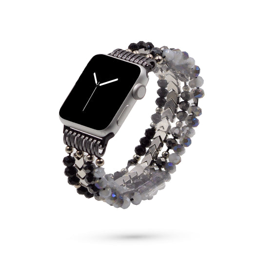 Herringbone Collection - Silver Raven Apple Watch Band
