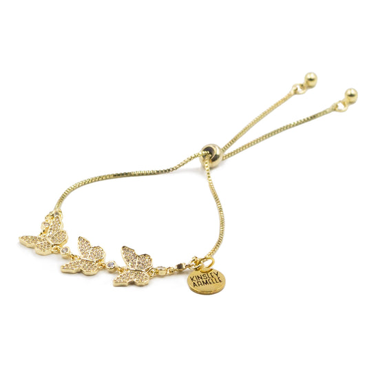 Kalysa Collection - Triple Butterfly Bling Bracelet