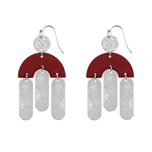 Kissa Collection - Silver Maroon Earrings