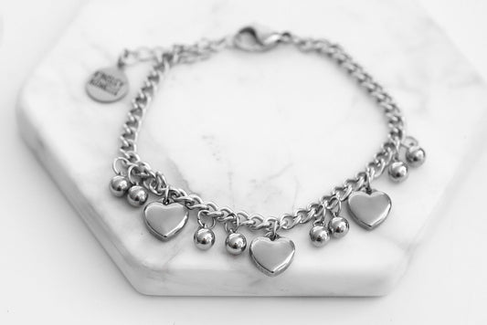Love Collection - Silver Heart Charm Bracelet