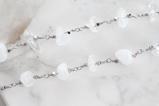 Luiza Collection - Silver Quartz Wrap Bracelet