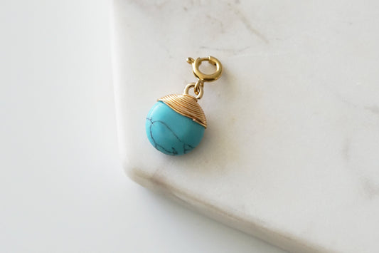 Maker Collection - Aqua Marine Wire Wrapped Charm