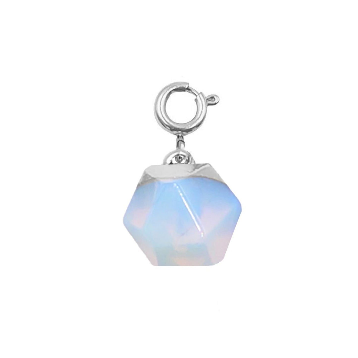Maker Collection - Silver Moonstone Icosahedron Charm