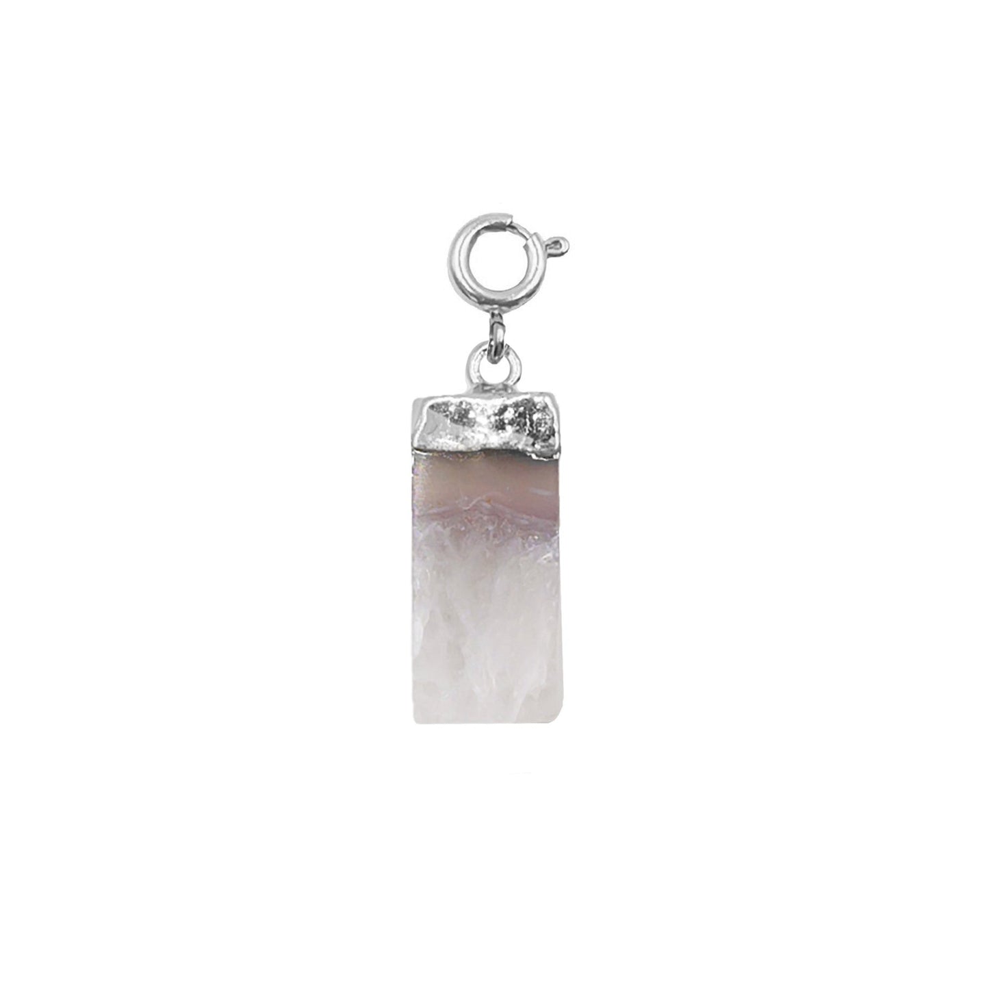 Maker Collection - Silver Moonstone Raw Quartz Charm
