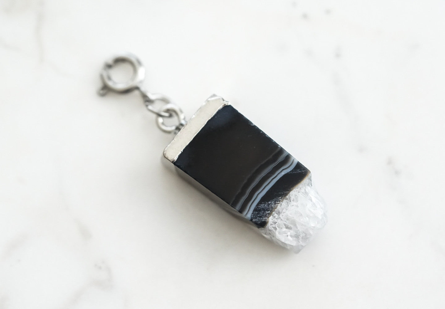 Maker Collection - Silver Raven Raw Quartz Charm