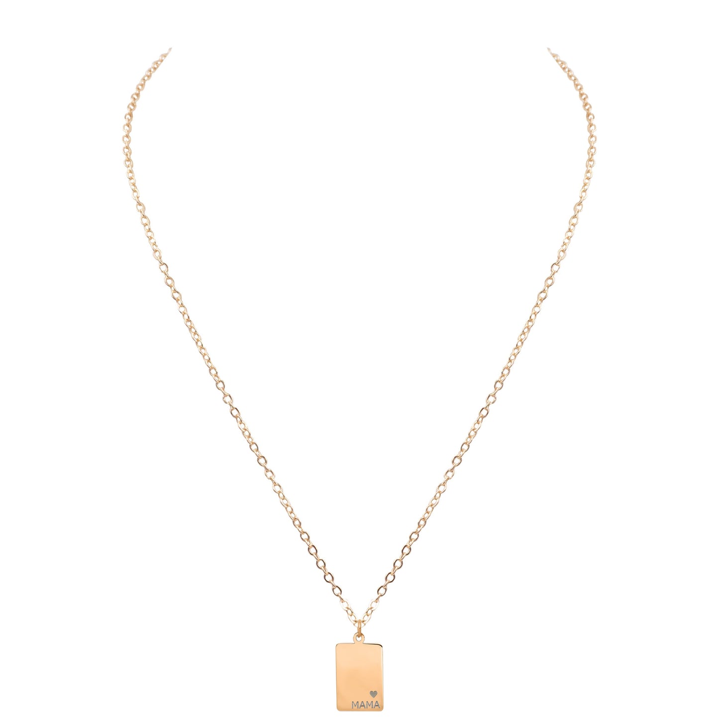 Mama Collection - Rose Gold Engraved Rectangle Necklace
