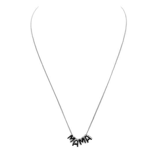 Mama Collection - Silver Bubble Letter Necklace