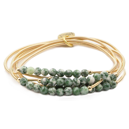 Metallic Collection - Tree Moss Agate Stone Bracelet