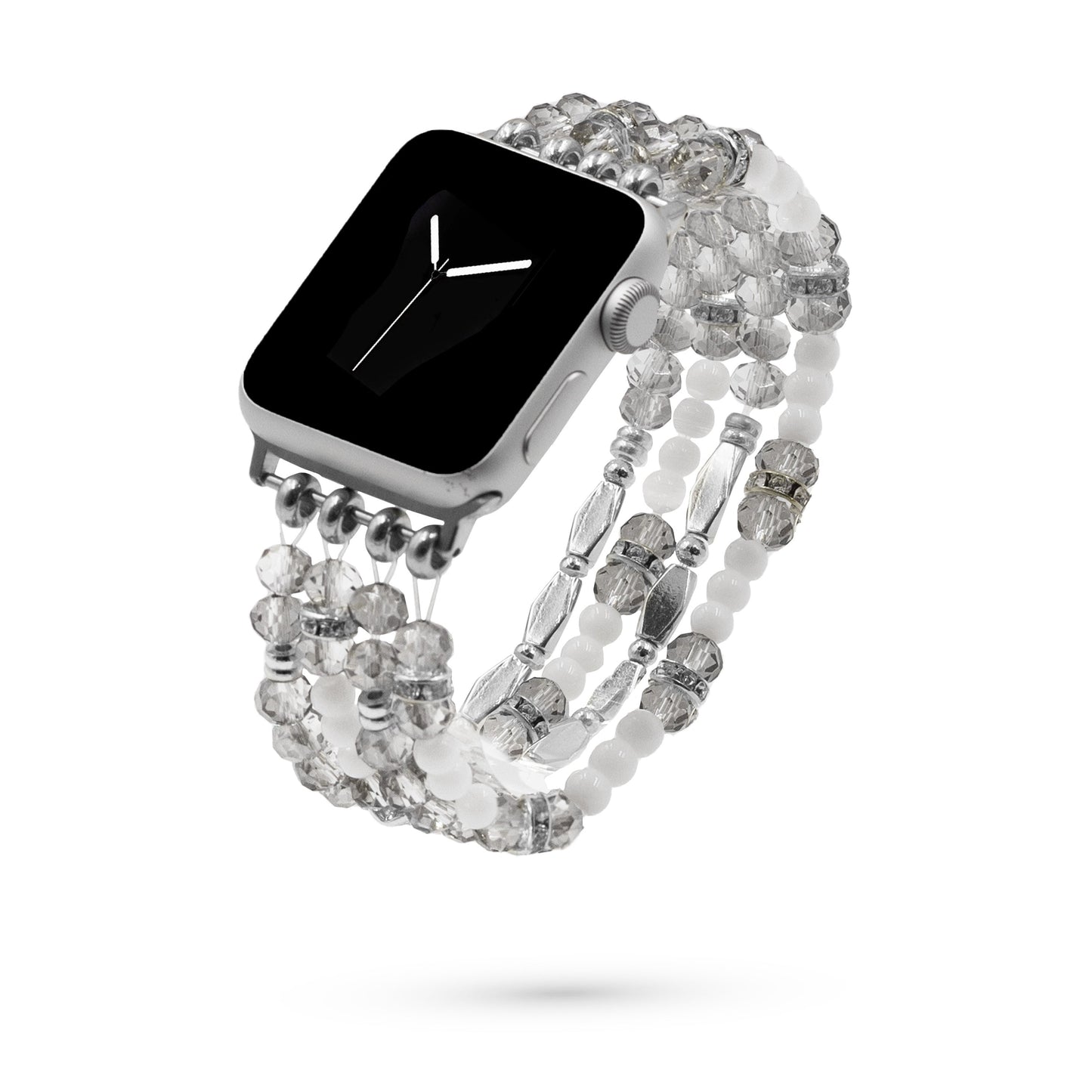 Nellie Collection - Silver Crystal Glass Apple Watch Band