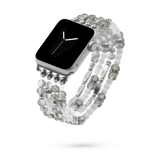 Nellie Collection - Silver Crystal Glass Apple Watch Band