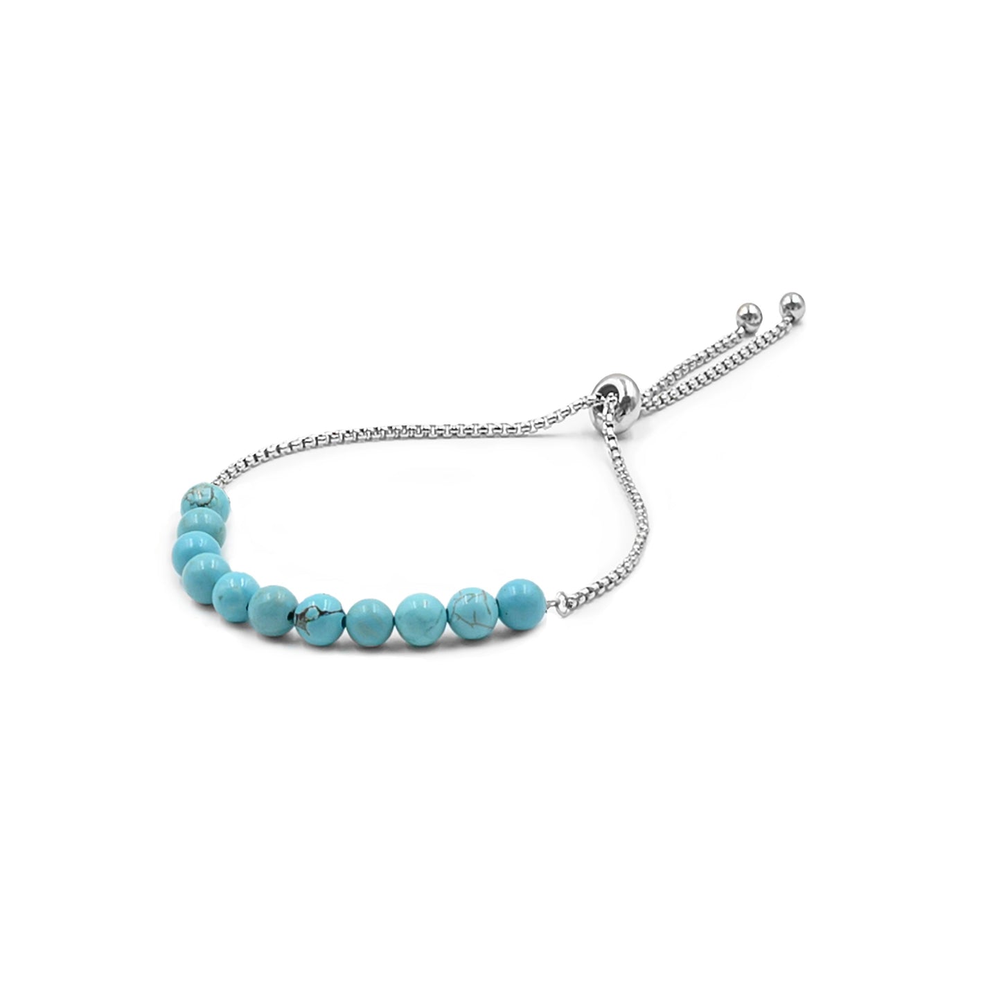 Nixie Collection - Silver Aqua Marine Bracelet 6mm