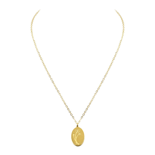Raisa Collection - July Oval Birth Flower Necklace