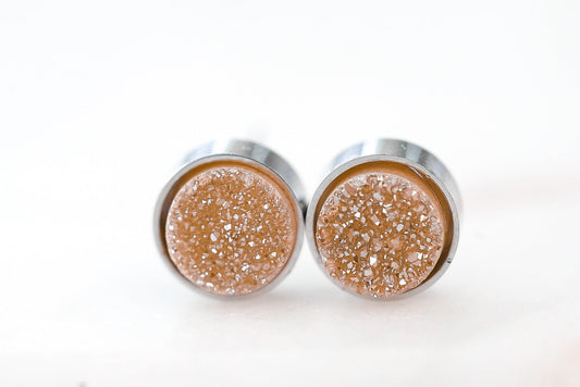 Regal Collection - Silver Amber Stud Earrings