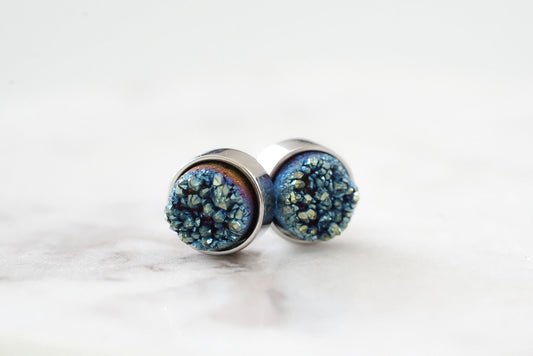 Regal Collection - Silver Venus Cosmic Quartz Stud Earrings