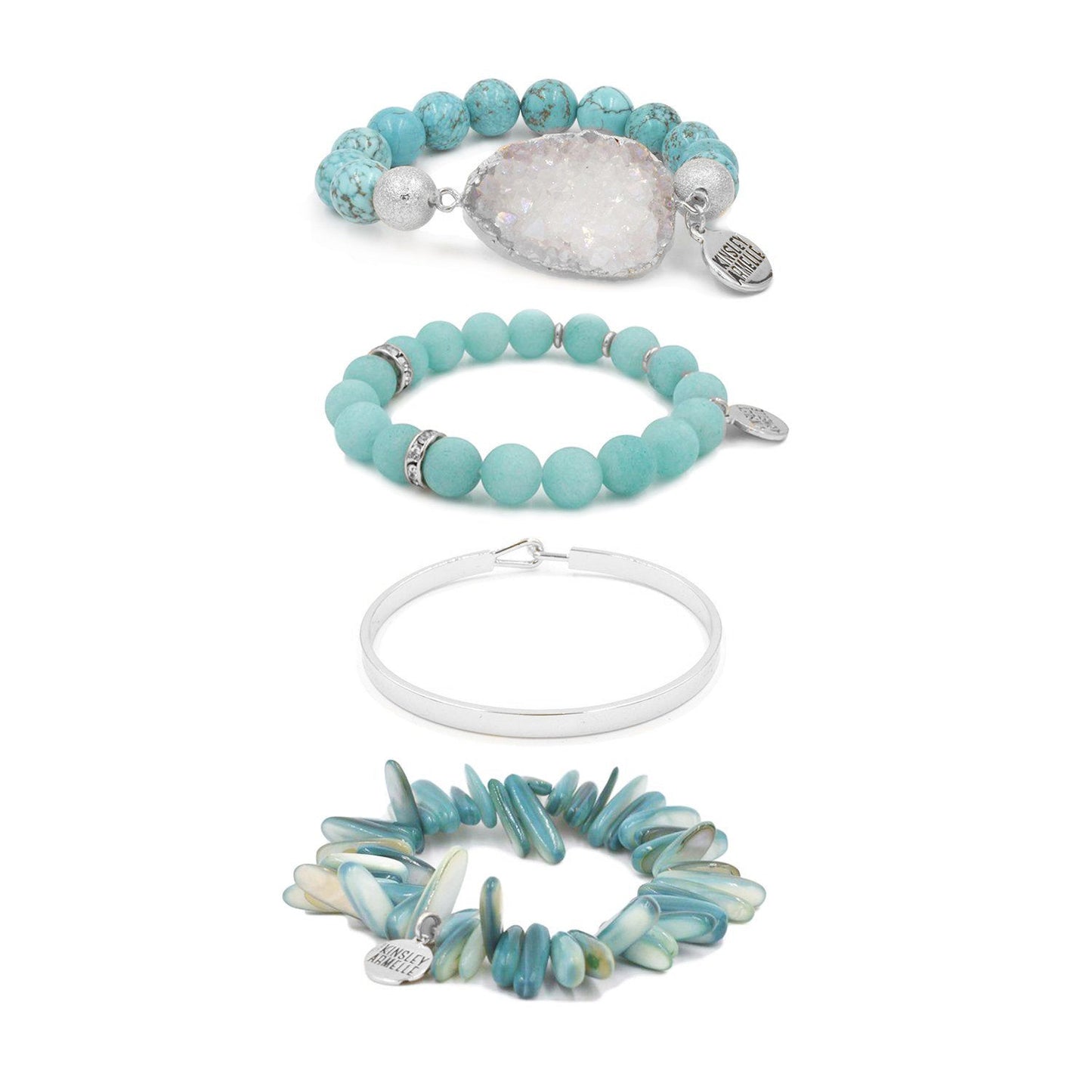 Silver Crystal Water Bracelet Stack