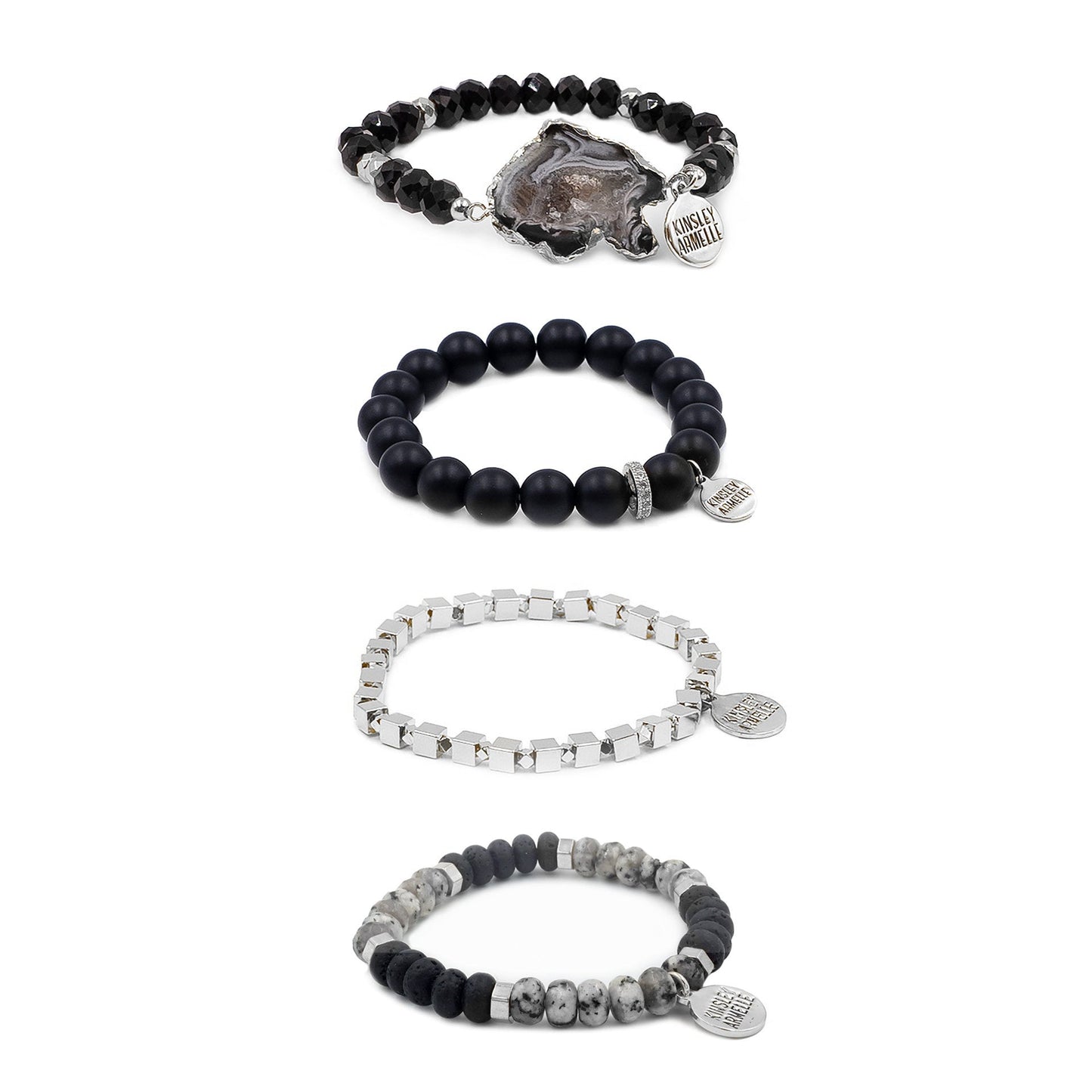 Silver Dahlia Bracelet Stack