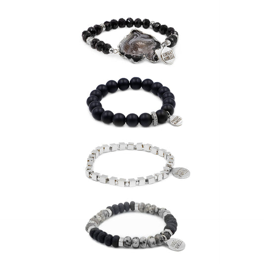 Silver Dahlia Bracelet Stack