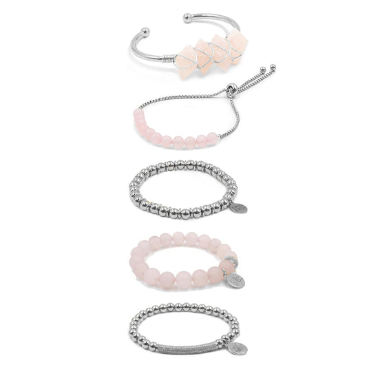 Silver Heather Bracelet Stack