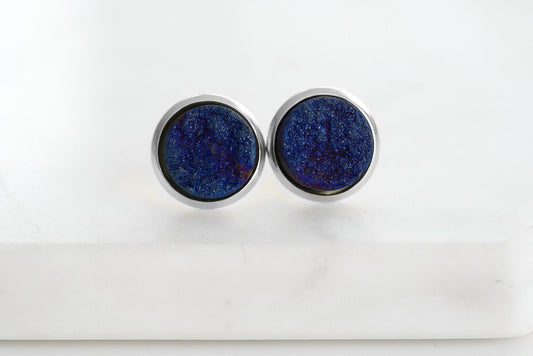 Stone Collection - Silver Phoenix Cosmic Quartz Stud Earrings