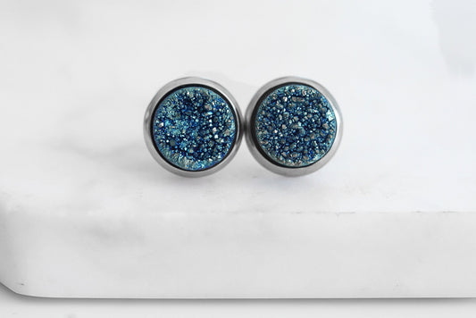 Stone Collection - Silver Venus Cosmic Quartz Stud Earrings
