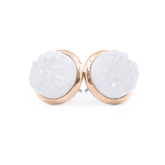 Stone Collection - Rose Gold Pearl Quartz Stud Earrings