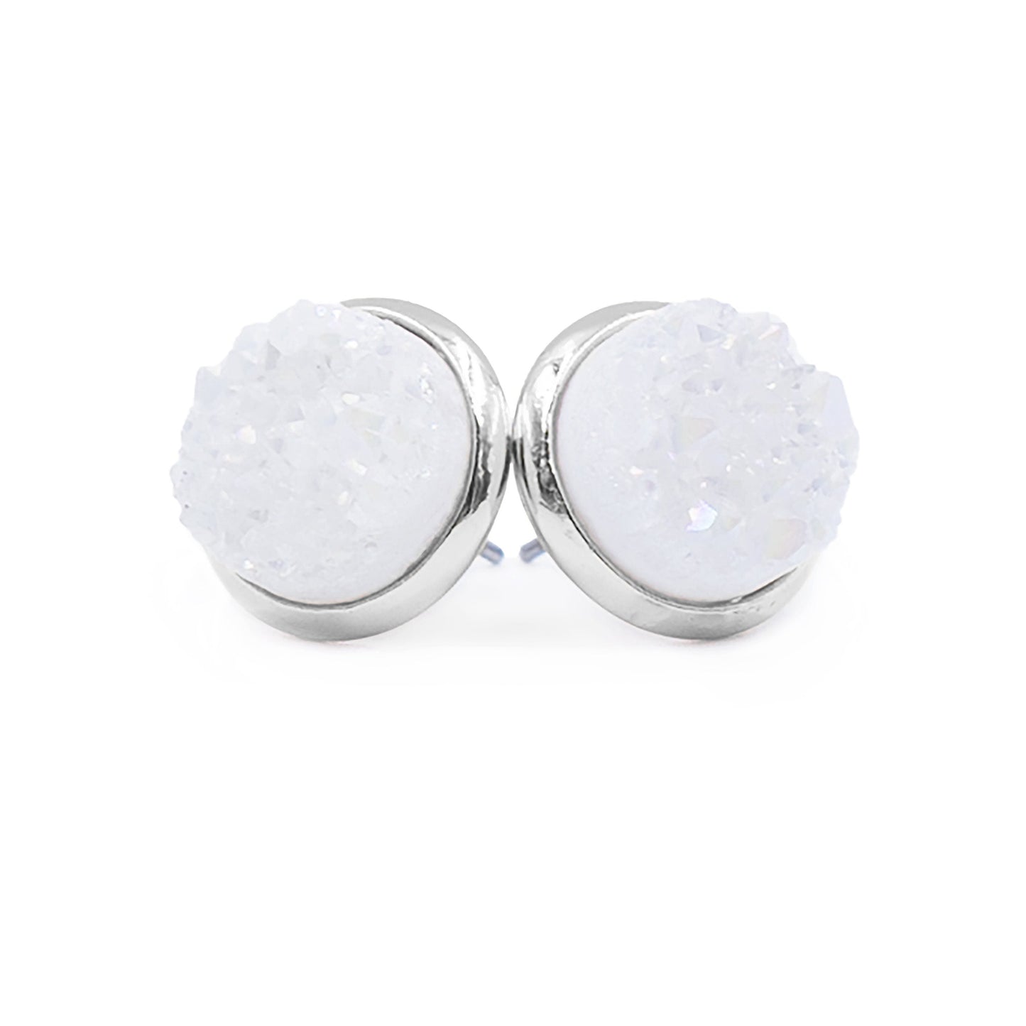 Stone Collection - Silver Pearl Quartz Stud Earrings